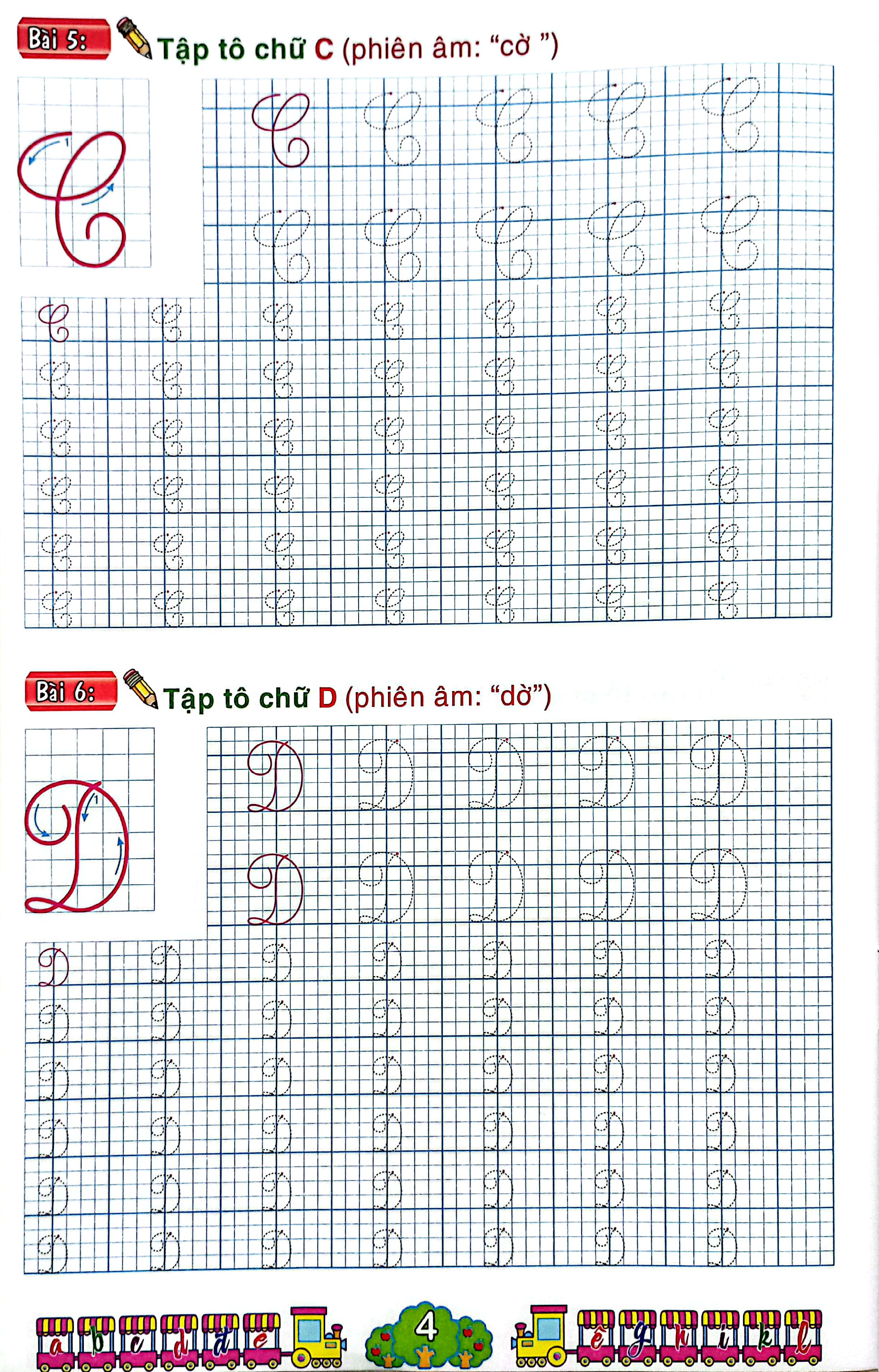 chuẩn bị cho bé vào lớp 1 - tập tô chữ hoa (cho bé từ 4-5 tuổi)