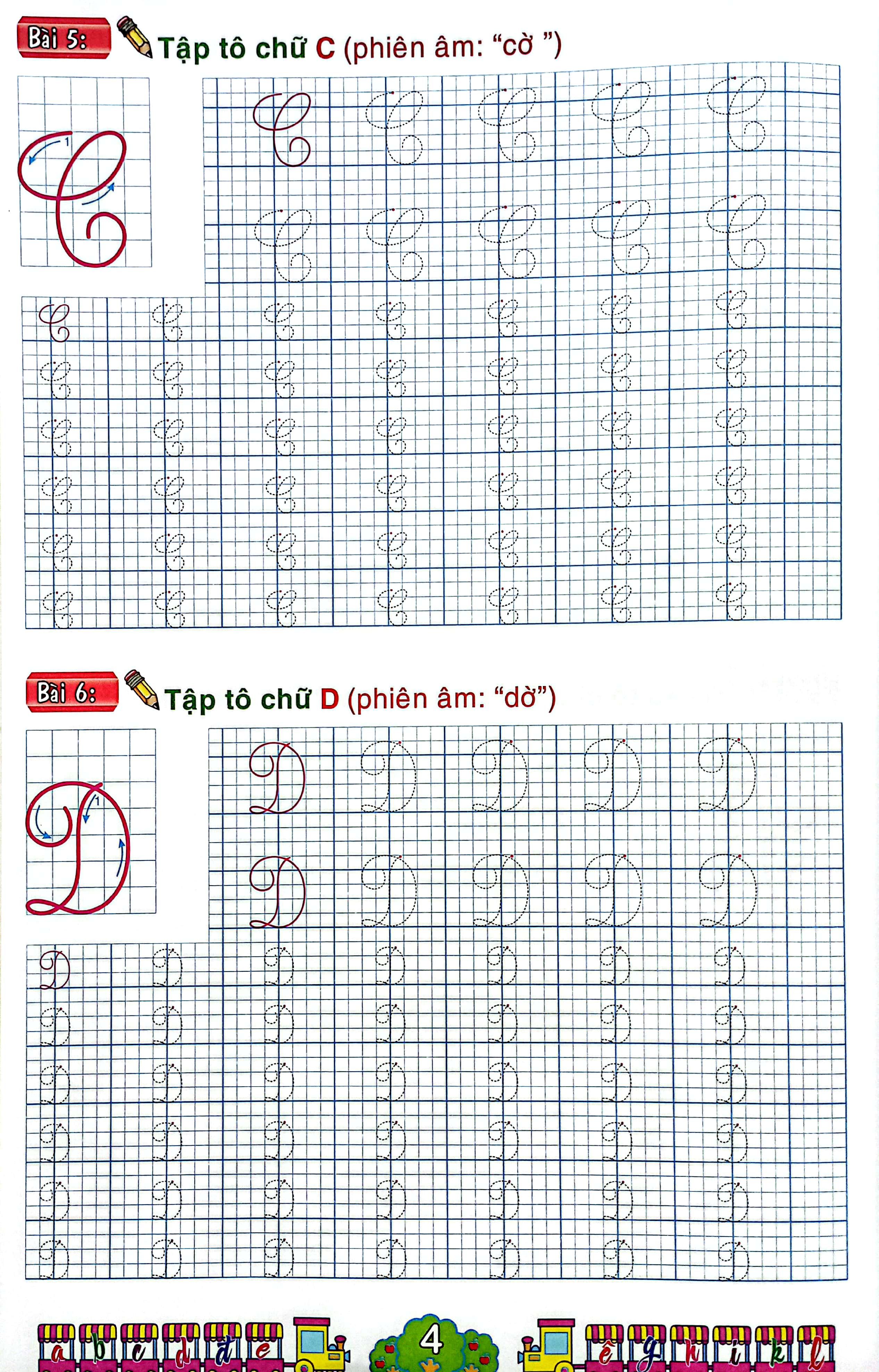 chuẩn bị cho bé vào lớp 1 - tập tô chữ hoa (cho bé từ 4-5 tuổi)
