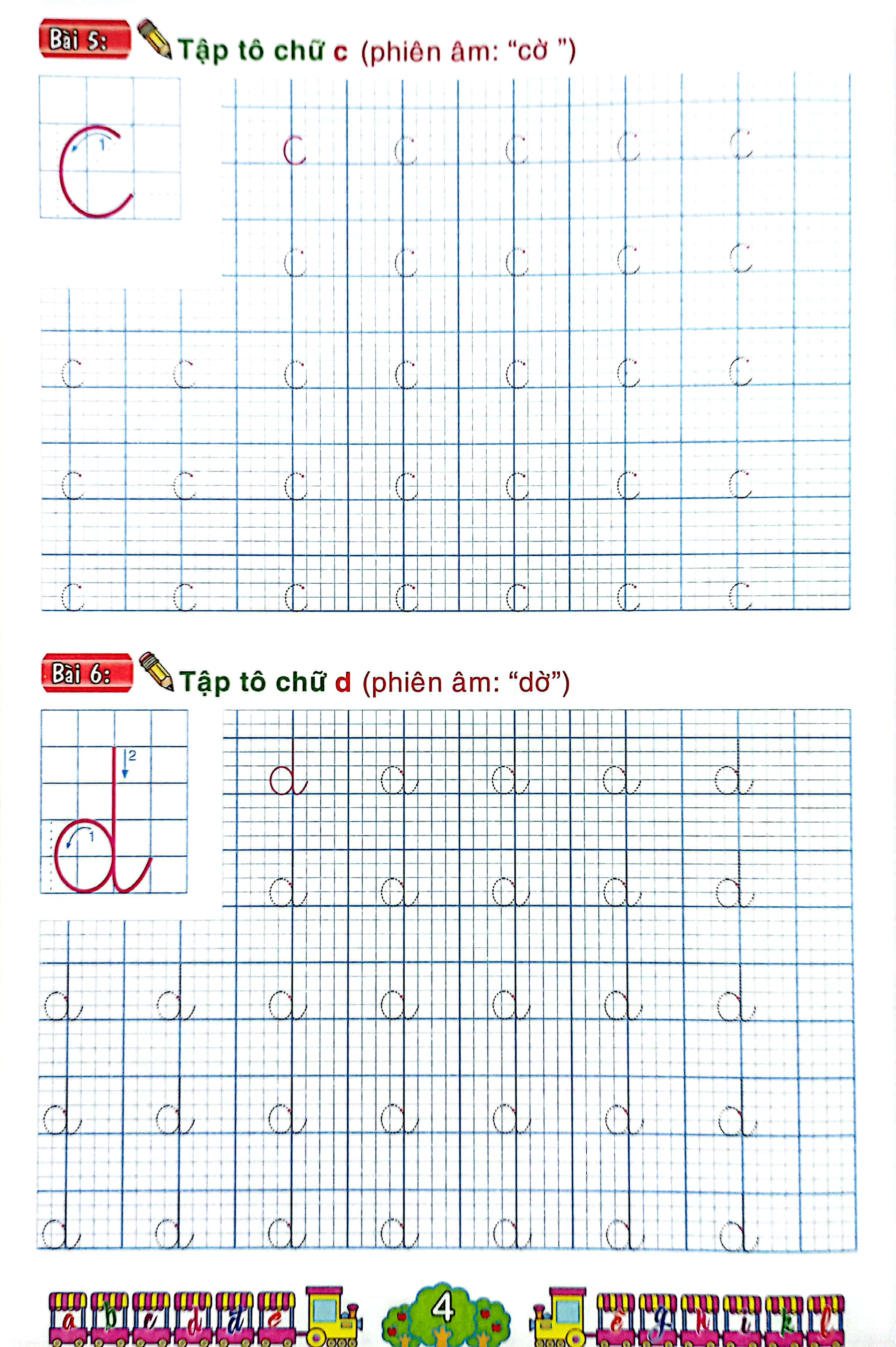chuẩn bị cho bé vào lớp 1 - tập tô chữ thường (cho bé từ 4-5 tuổi)