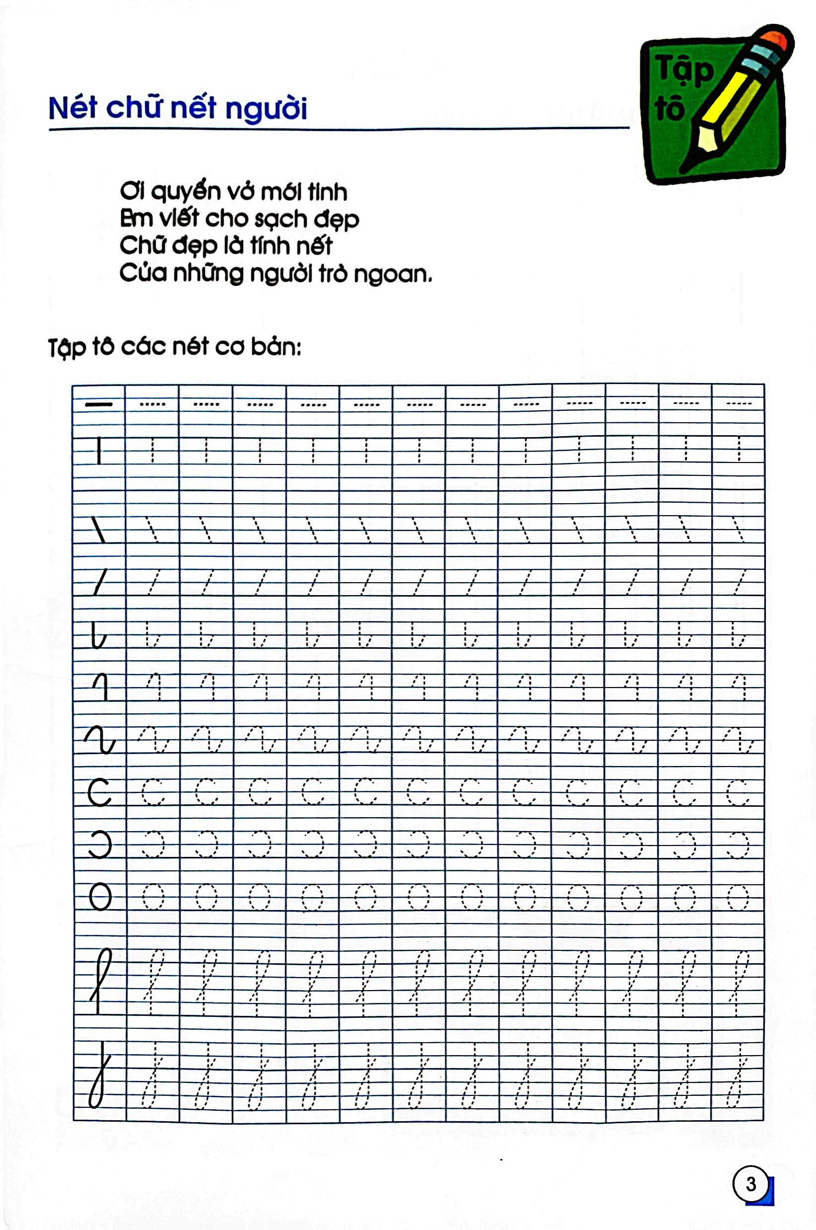 chuẩn bị cho bé vào lớp môt - tập tô nét cơ bản