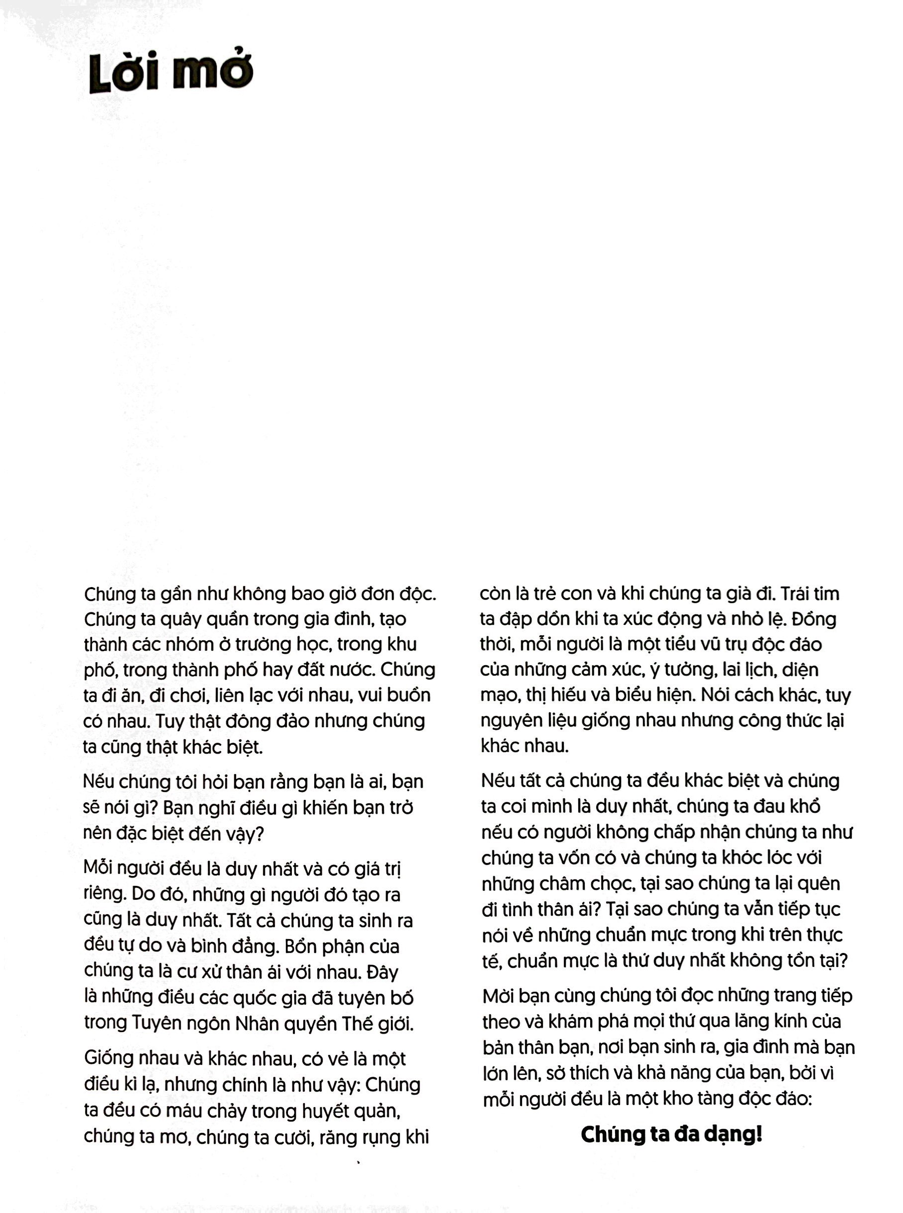 chúng ta đa dạng - một chuyến du lịch văn hóa để nhận biết giá trị và tôn trọng sự khác biệt