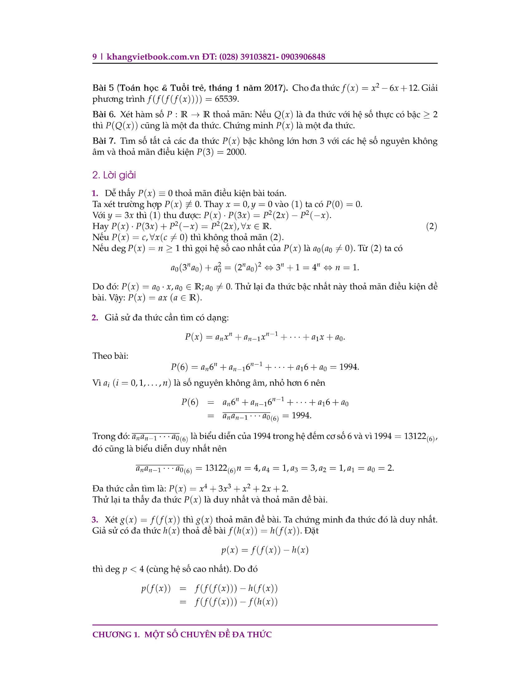 chuyên đề bồi dưỡng học sinh giỏi đa thức
