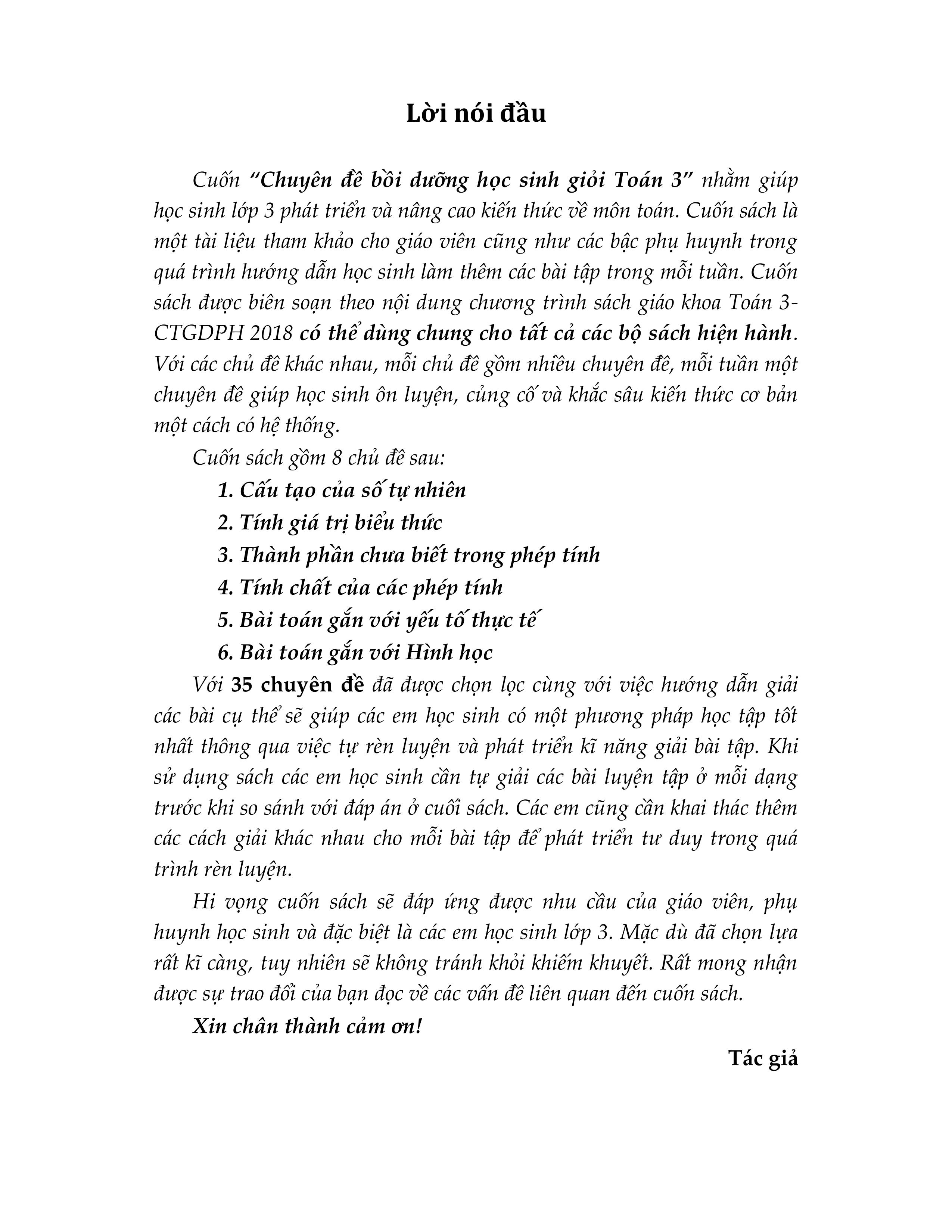 chuyên đề bồi dưỡng học sinh giỏi toán 3