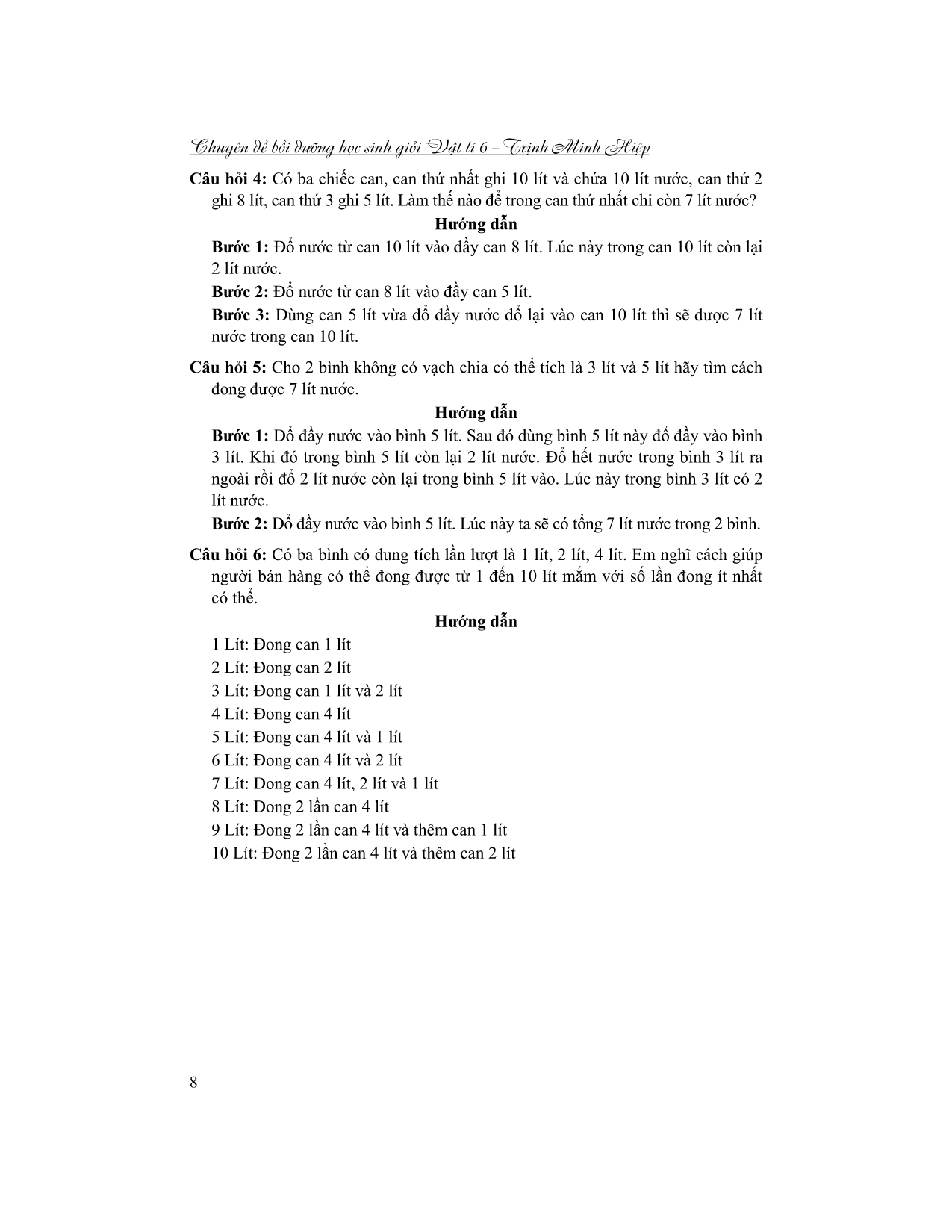 chuyên đề bồi dưỡng học sinh giỏi vật lí 6