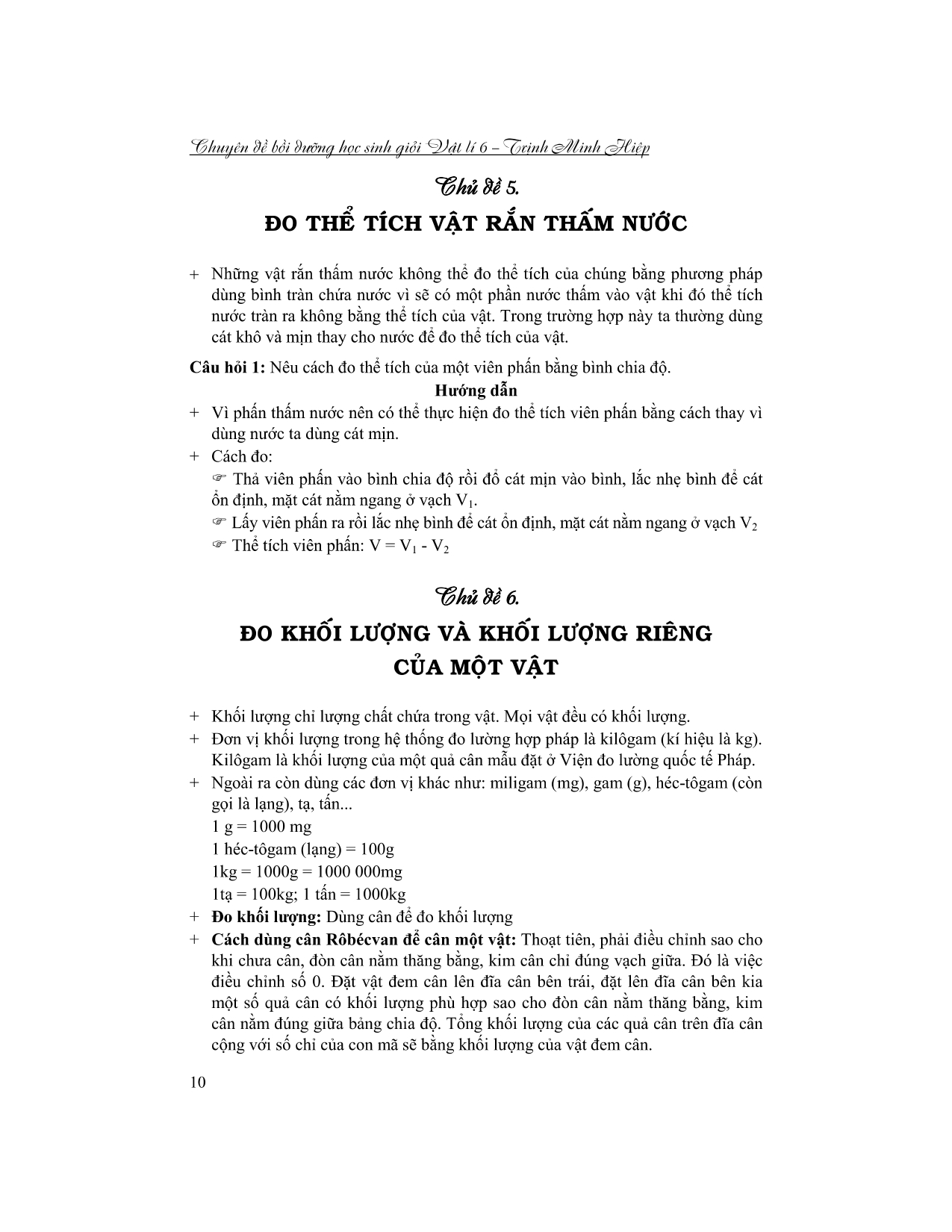 chuyên đề bồi dưỡng học sinh giỏi vật lí 6