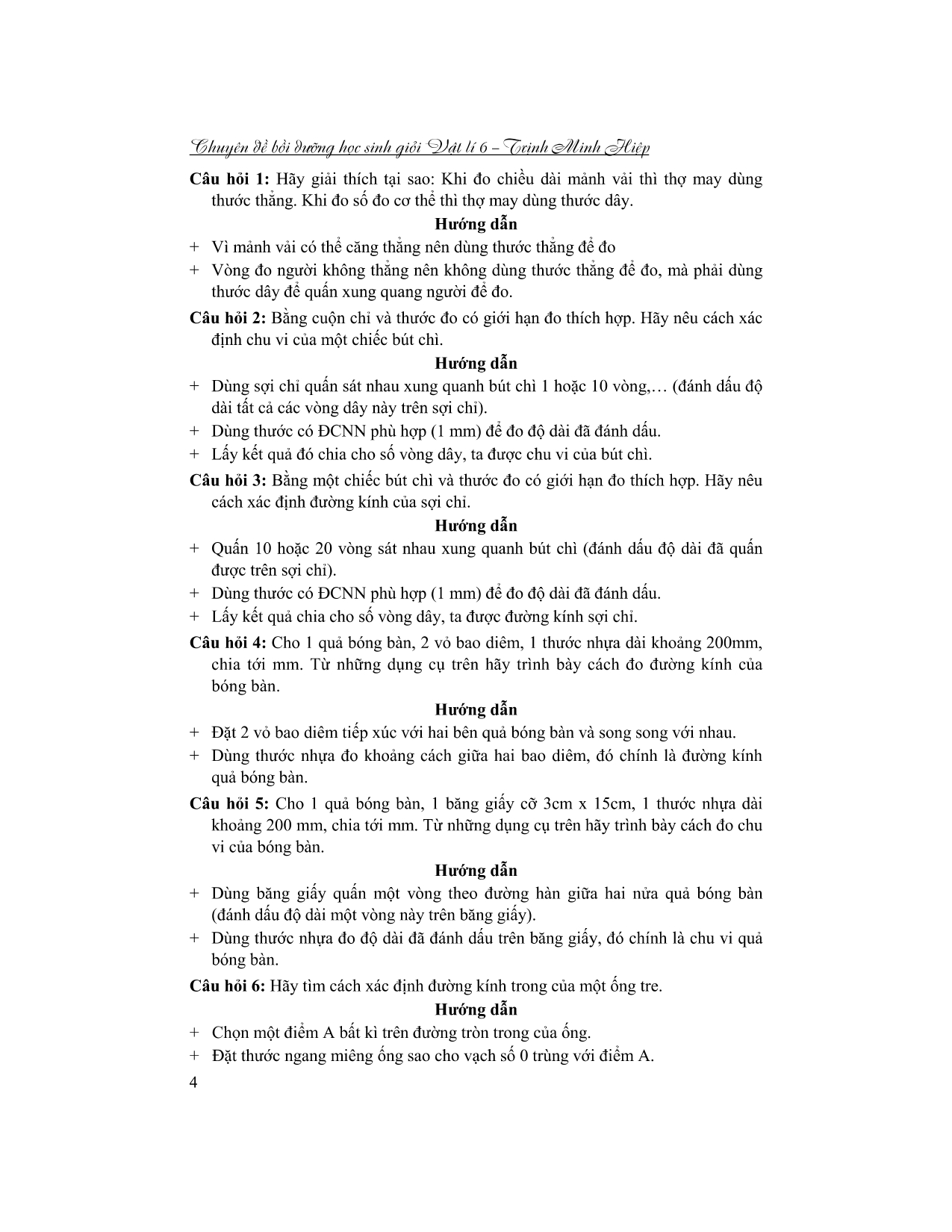 chuyên đề bồi dưỡng học sinh giỏi vật lí 6