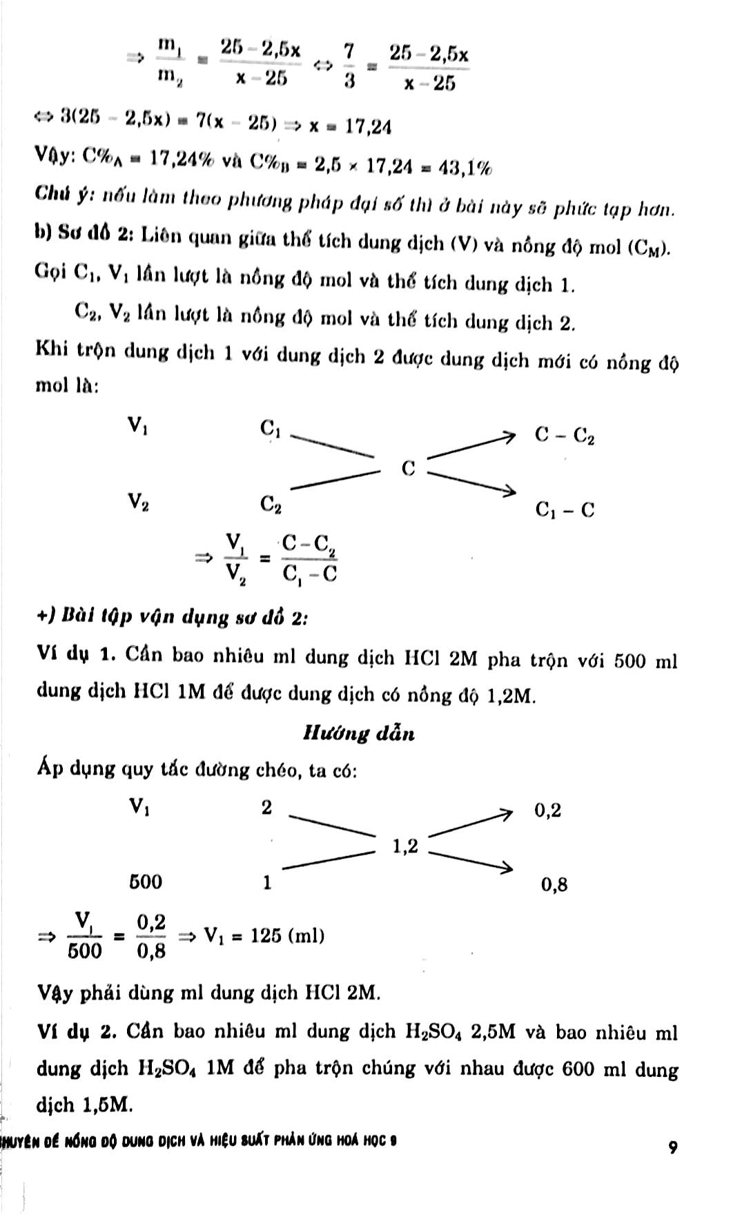chuyên đề nồng độ dung dịch và hiệu suất phản ứng hóa 9