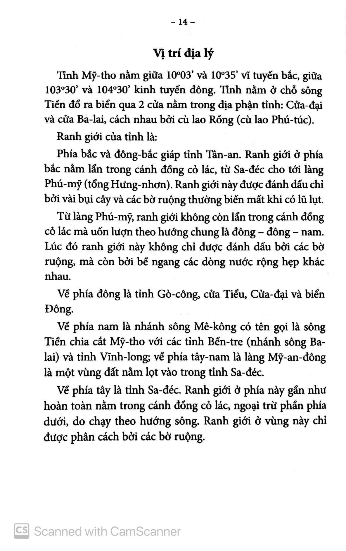 chuyên khảo về tỉnh mỹ tho - địa lý học: tự nhiên, kinh tế & lịch sử nam kỳ