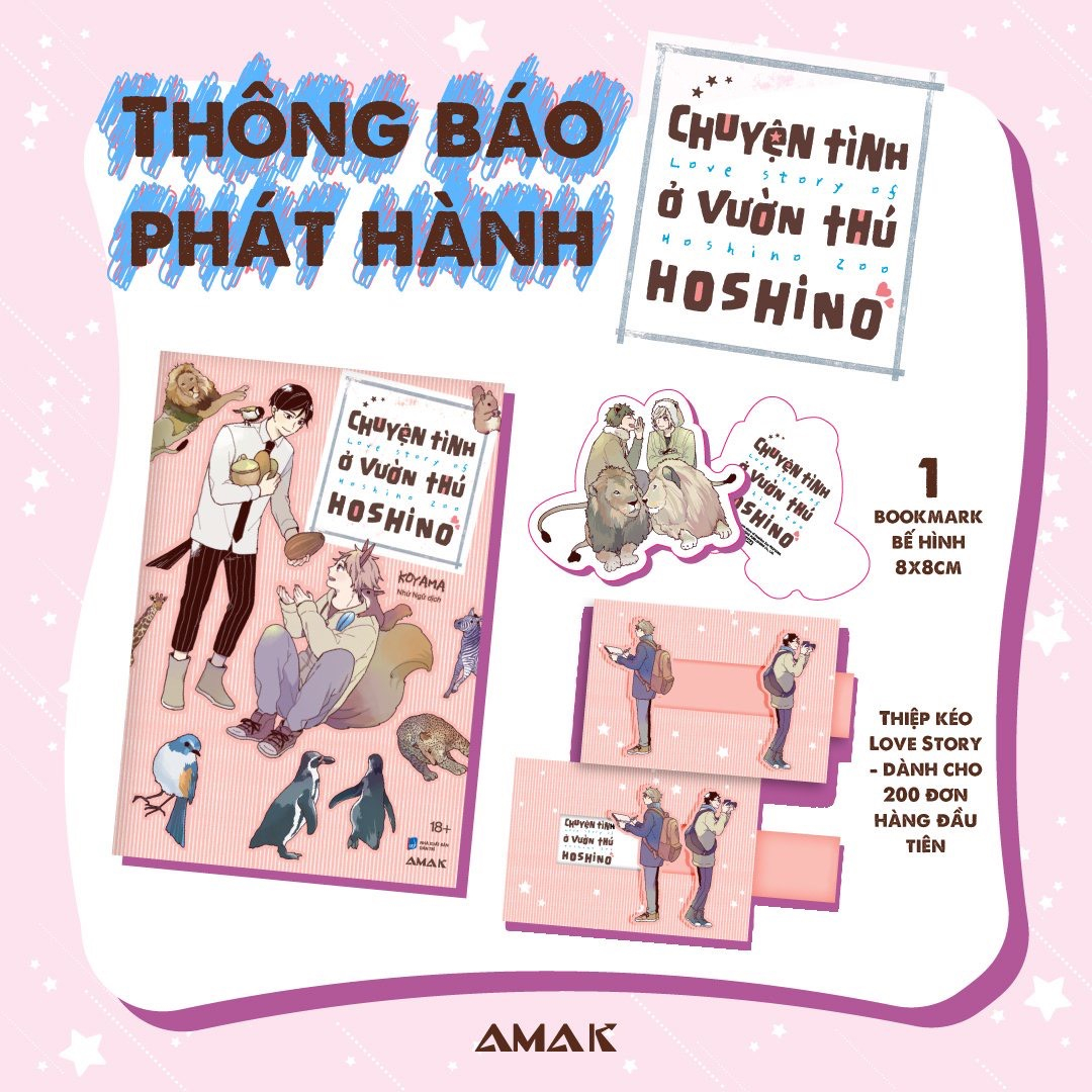 chuyện tình ở vườn thú hoshino - tặng kèm bookmark bế hình + thiệp kéo love story