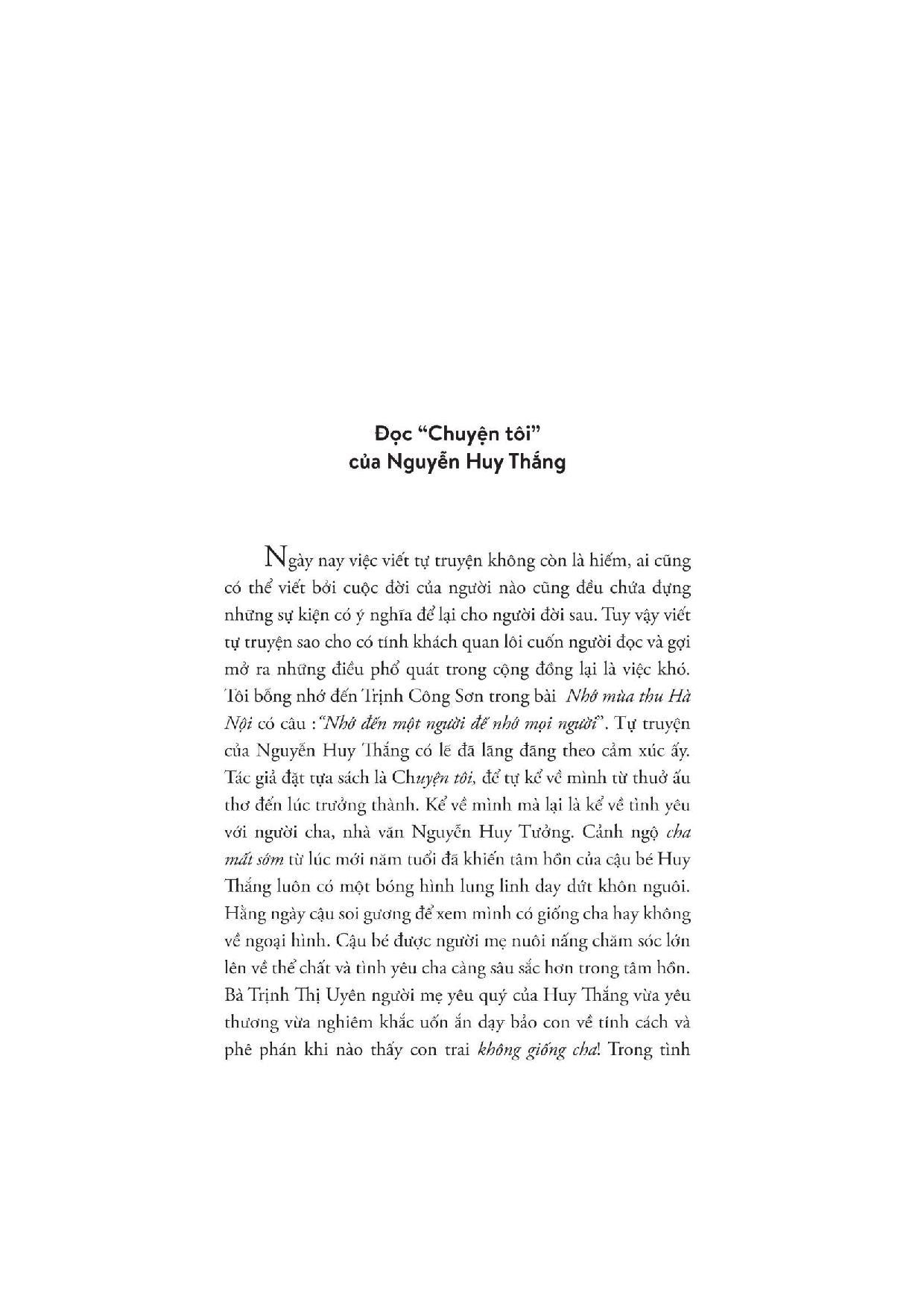 chuyện tôi - hồi ức của con trai nhà văn nguyễn huy tưởng