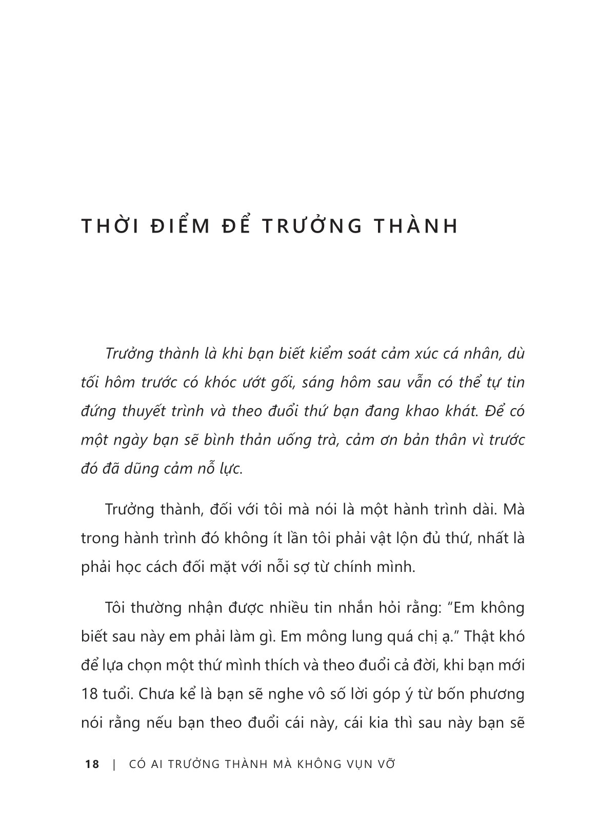 có ai trưởng thành mà không vụn vỡ