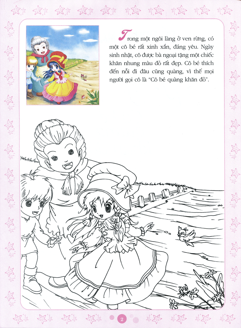 cổ tích tô màu công chúa - cô bé quàng khăn đỏ