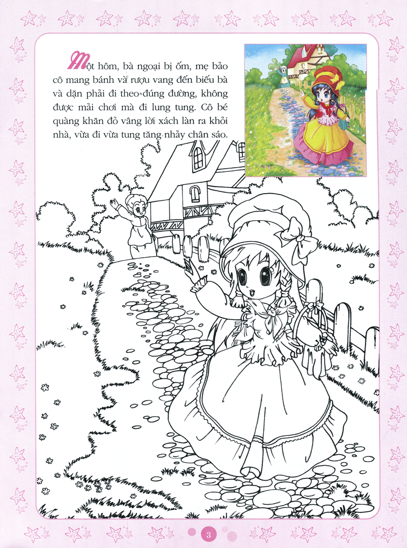 cổ tích tô màu công chúa - cô bé quàng khăn đỏ