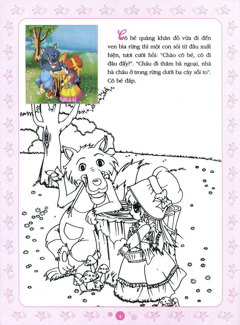 cổ tích tô màu công chúa - cô bé quàng khăn đỏ