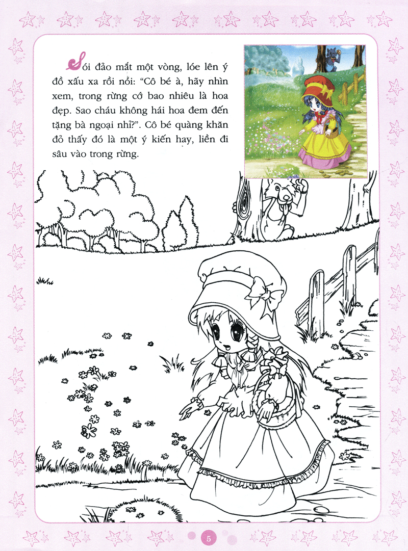 cổ tích tô màu công chúa - cô bé quàng khăn đỏ