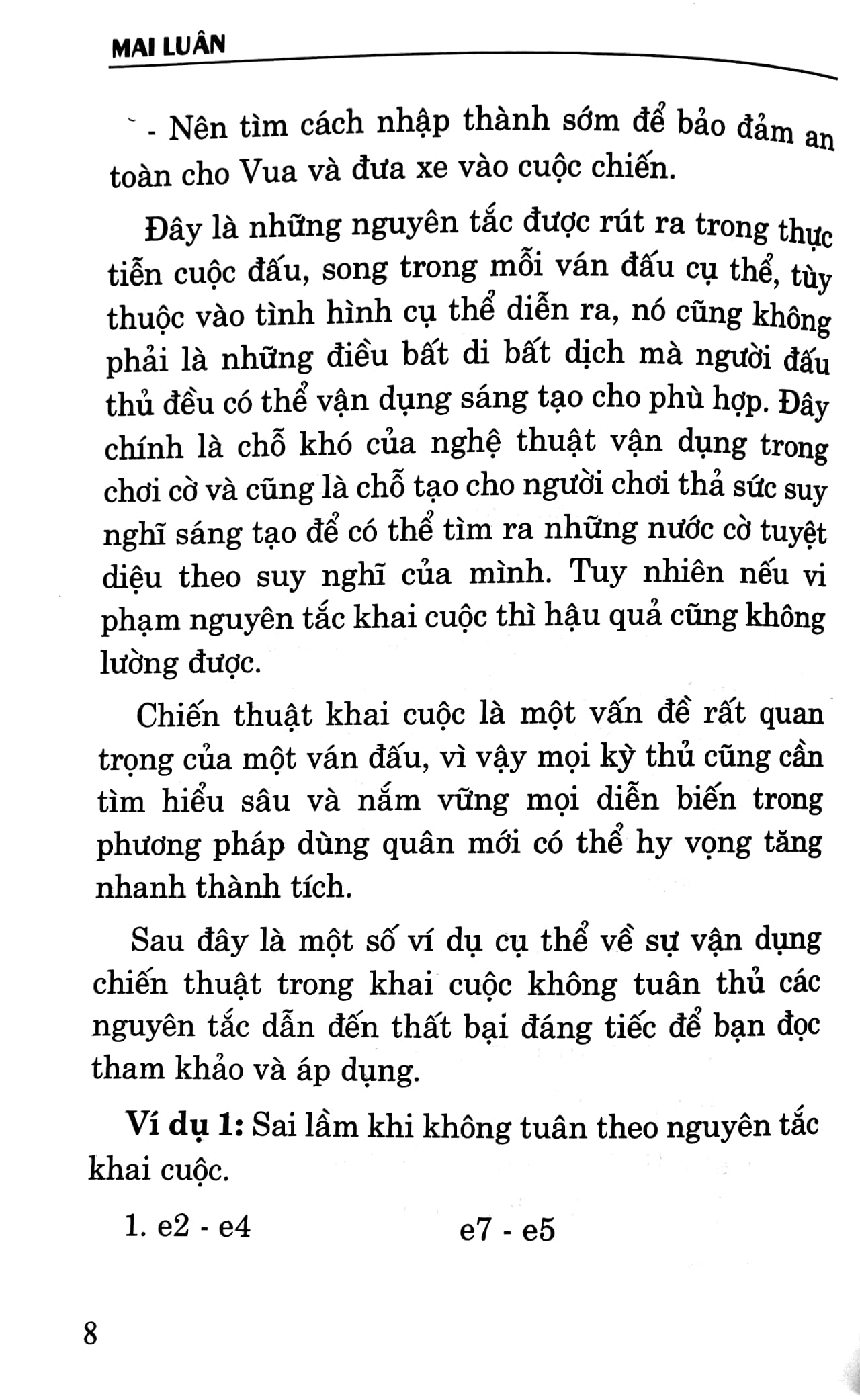 cờ vua - chiến thuật khai cuộc - những điều cần phải nhớ