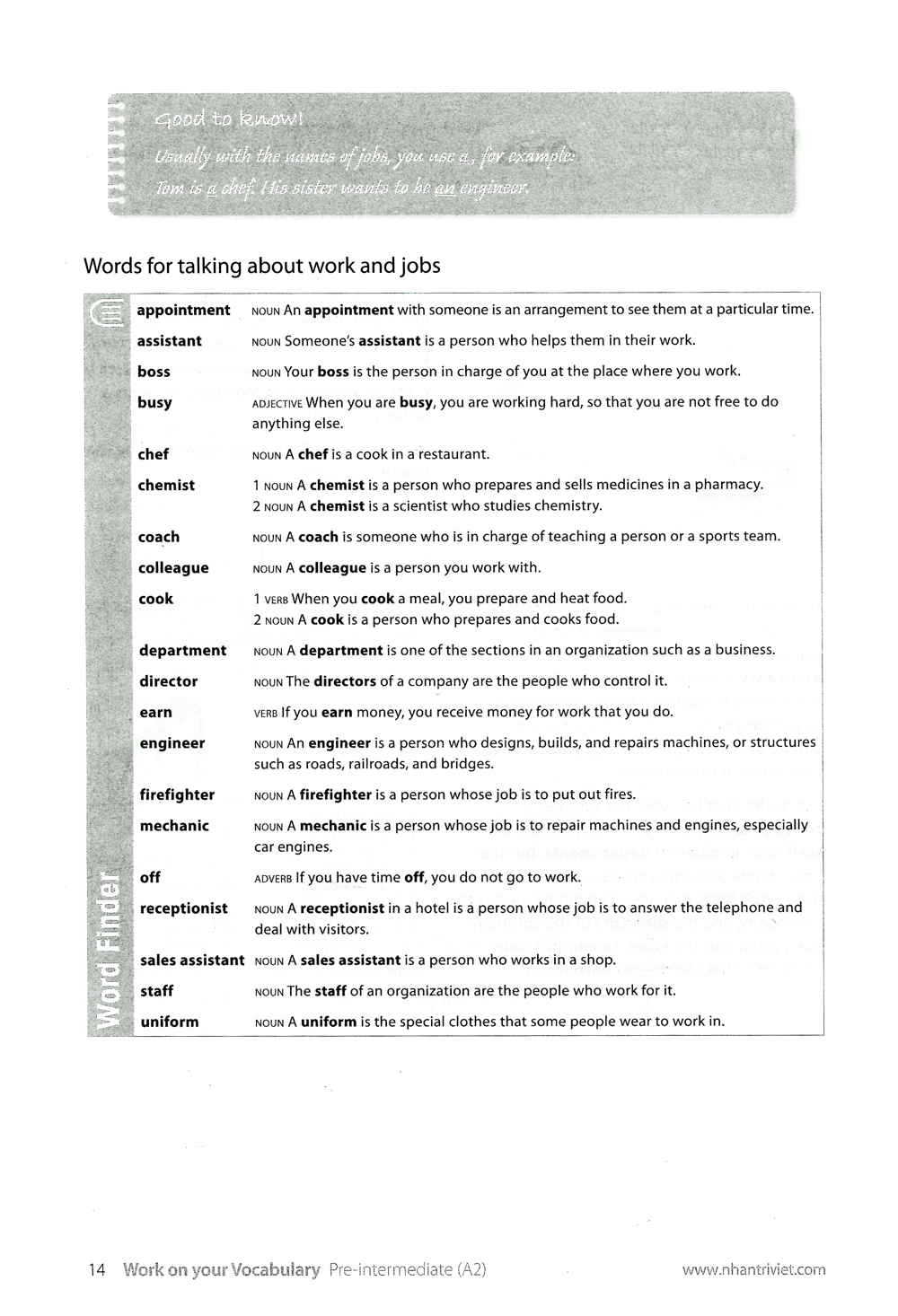 collins work on your vocabulary a2 - pre-intermediate