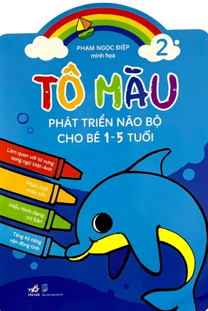 combo bộ tô màu phát triển trí não cho bé 1-3 tuổi (4 cuốn) + bút sáp màu