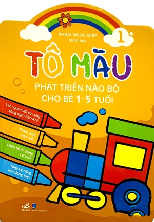 combo bộ tô màu phát triển trí não cho bé 1-3 tuổi (4 cuốn) + bút sáp màu