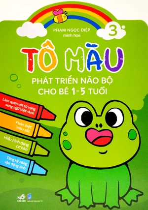 combo bộ tô màu phát triển trí não cho bé 1-3 tuổi (4 cuốn) + bút sáp màu
