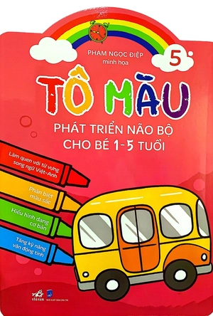 combo bộ tô màu phát triển trí não cho bé 1-5 tuổi (6 cuốn) + bút sáp màu