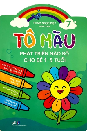 combo bộ tô màu phát triển trí não cho bé 1-5 tuổi (6 cuốn) + bút sáp màu