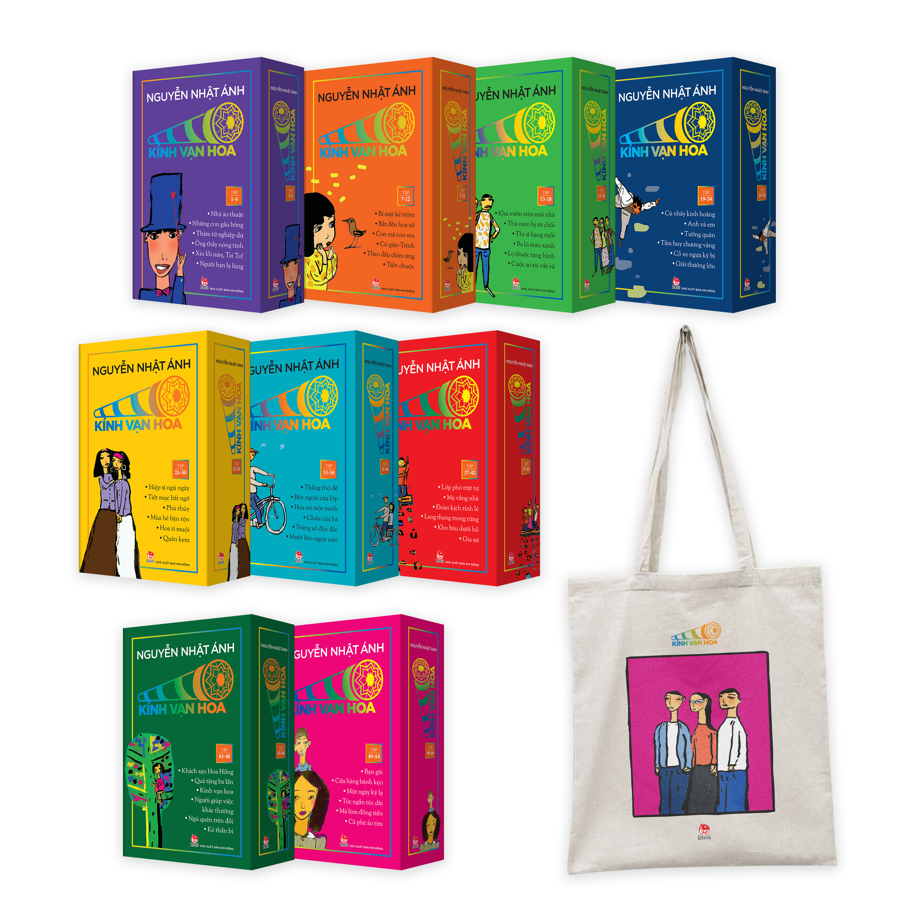 Combo Boxset Kính Vạn Hoa - Bộ Kỉ Niệm 30 Năm: Box 1 - 9 (Bộ 9 Hộp) - Tặng Kèm 9 Sổ Tay Kính Vạn Hoa + 1 Túi Vải Canvas Kính Vạn Hoa