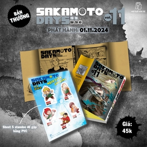 combo manga - sakamoto days - tập 11 - một đòn - bản thường + bản đặc biệt (bộ 2 cuốn) - tặng kèm sheet 5 standee đế gập + obi + huy hiệu + set 3 card đổi nền + standee lắp ghép