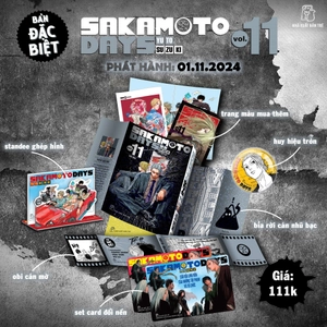 combo manga - sakamoto days - tập 11 - một đòn - bản thường + bản đặc biệt (bộ 2 cuốn) - tặng kèm sheet 5 standee đế gập + obi + huy hiệu + set 3 card đổi nền + standee lắp ghép