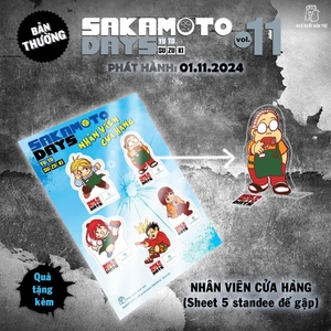 combo manga - sakamoto days - tập 11 - một đòn - bản thường + bản đặc biệt (bộ 2 cuốn) - tặng kèm sheet 5 standee đế gập + obi + huy hiệu + set 3 card đổi nền + standee lắp ghép