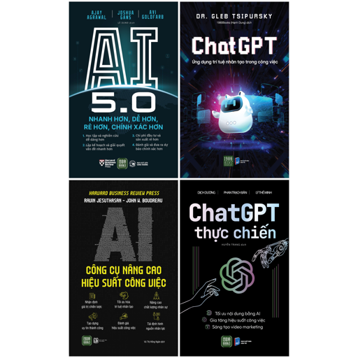 combo sách - chatgpt + chatgpt thực chiến + ai 5.0 + ai công cụ nâng cao hiệu suất công việc (bộ 4 cuốn)