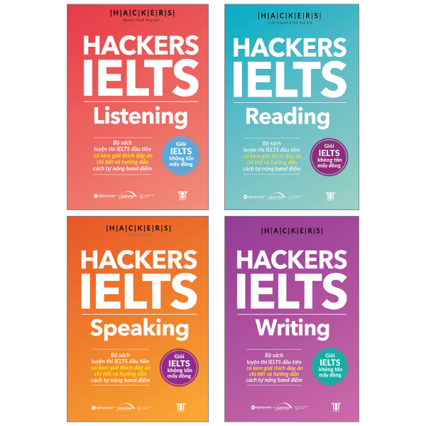 combo sách hackers ielts trọn bộ - writing + listening + reading + speaking (bộ 4 cuốn)