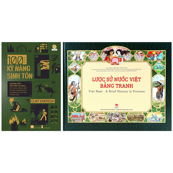 combo sách lược sử nước việt bằng tranh - viet nam - a brief history in pictures + 100 kỹ năng sinh tồn (bộ 2 cuốn)