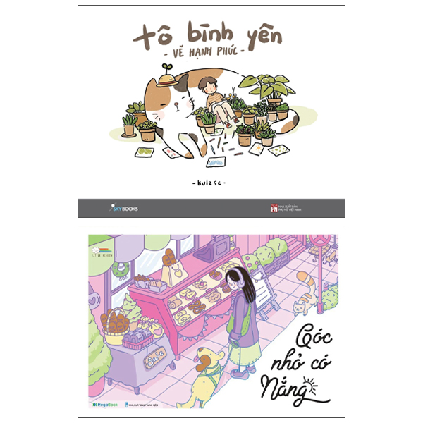 combo sách tô màu - tô bình yên vẽ hạnh phúc + góc nhỏ có nắng (bộ 2 cuốn)