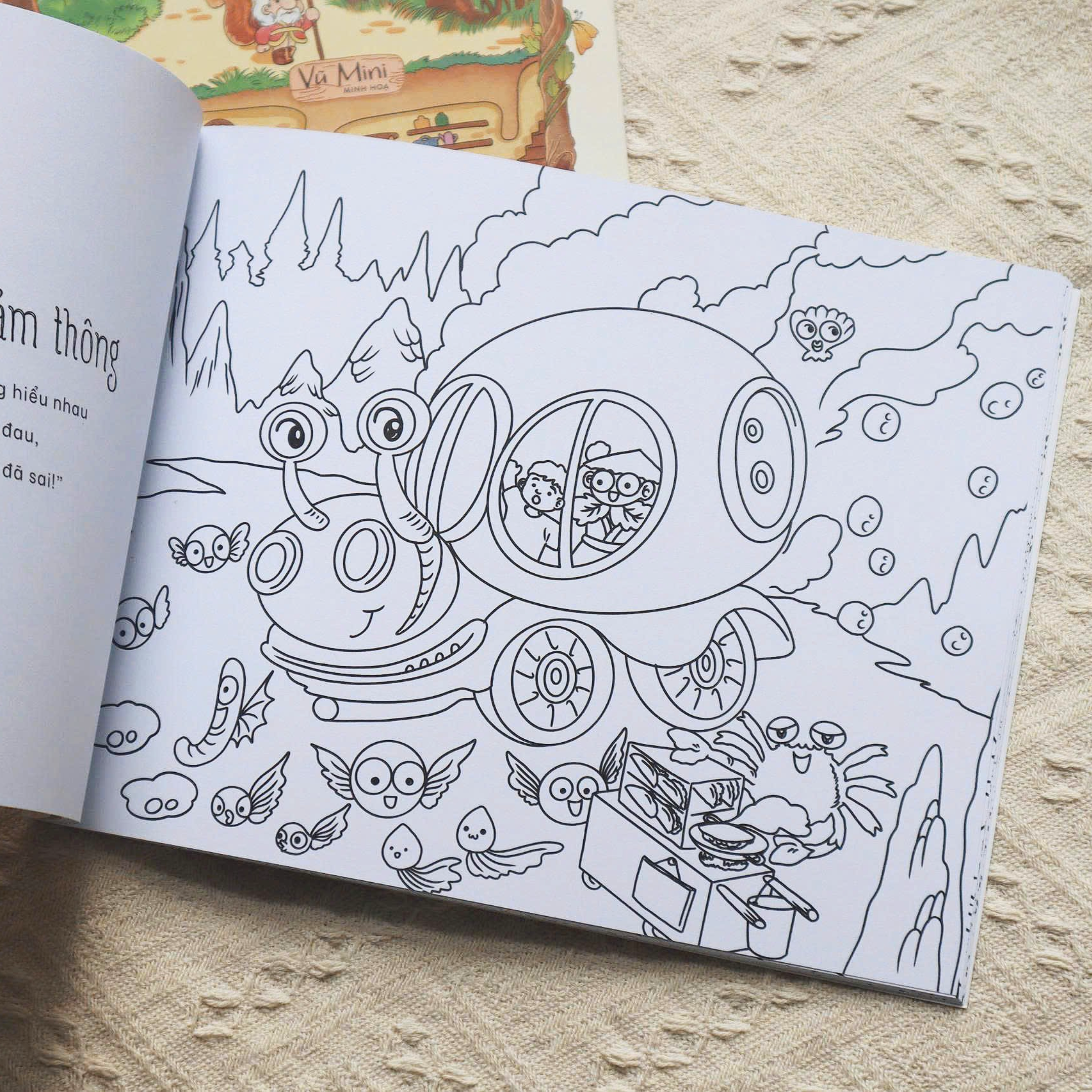 Combo Sach To Mau Xu So Mien Man + Hop 20 But Long Mau Pastel Rua Duoc Washable Fiber Pen