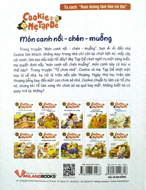 cookie và mẹ tạp dề - món canh nồi - chén - muỗng