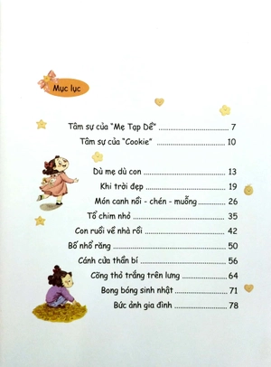 cookie và mẹ tạp dề - món canh nồi - chén - muỗng