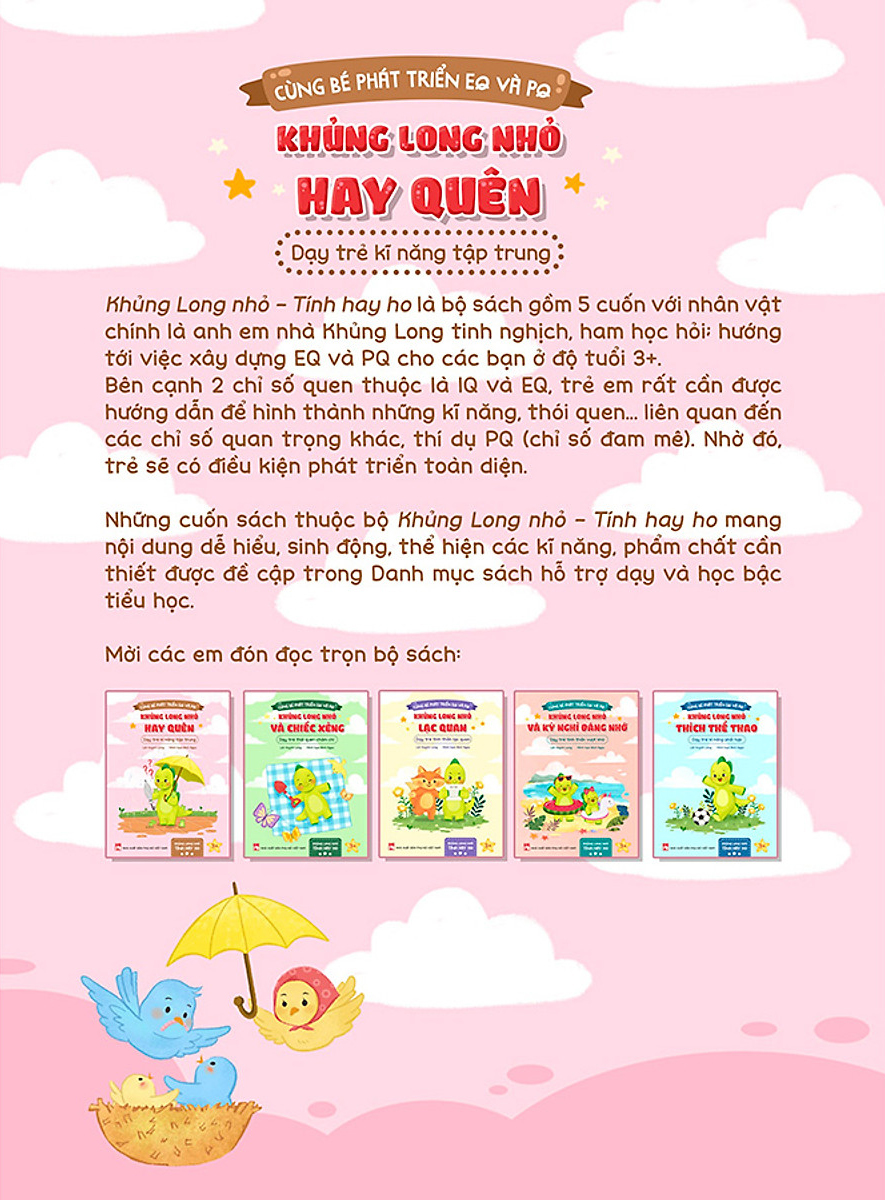 cùng bé phát triển eq và pq - khủng long nhỏ hay quên - dạy trẻ kĩ năng tập trung