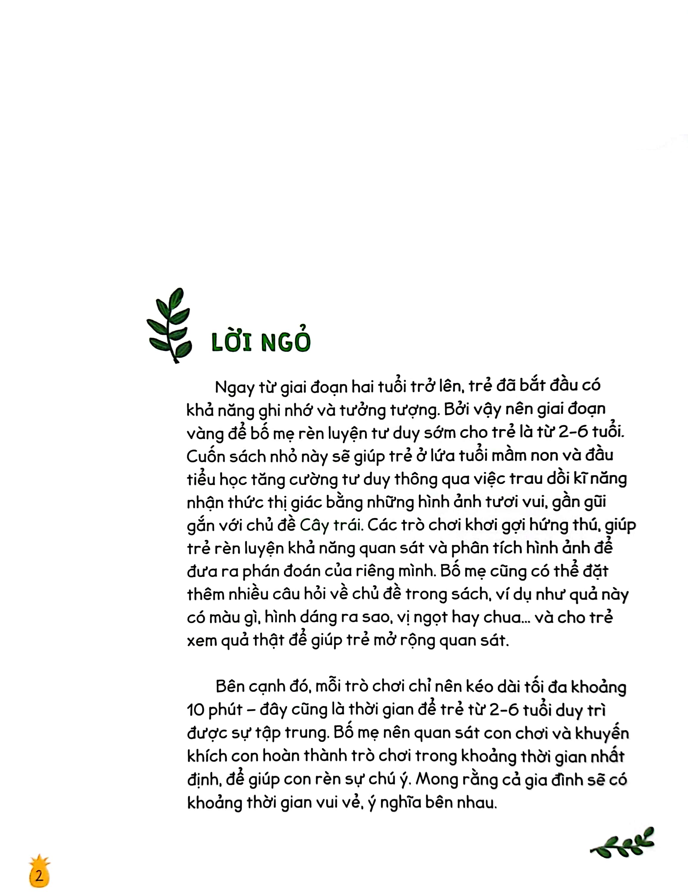 cùng bé rèn tư duy - chủ đề - cây trái