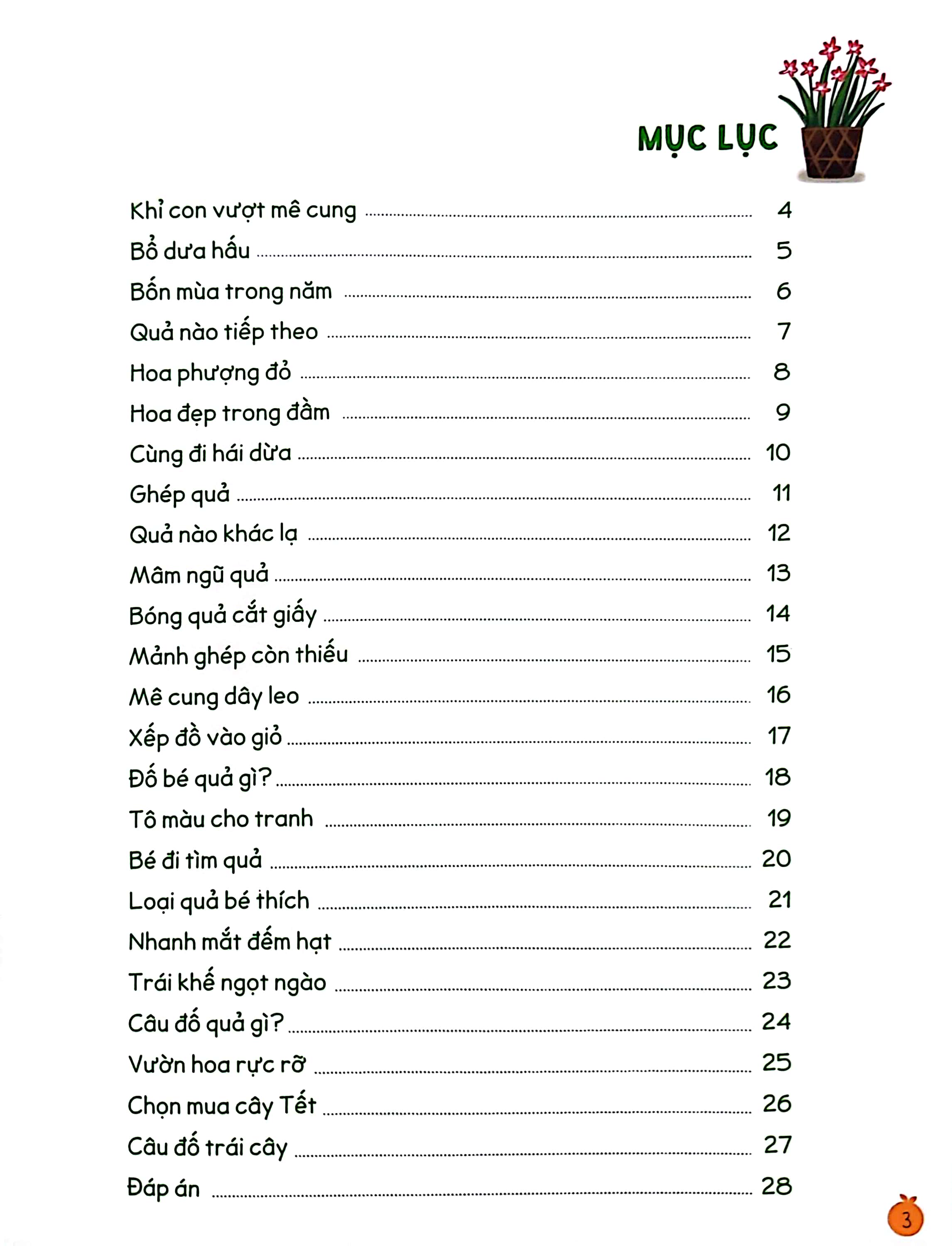 cùng bé rèn tư duy - chủ đề - cây trái