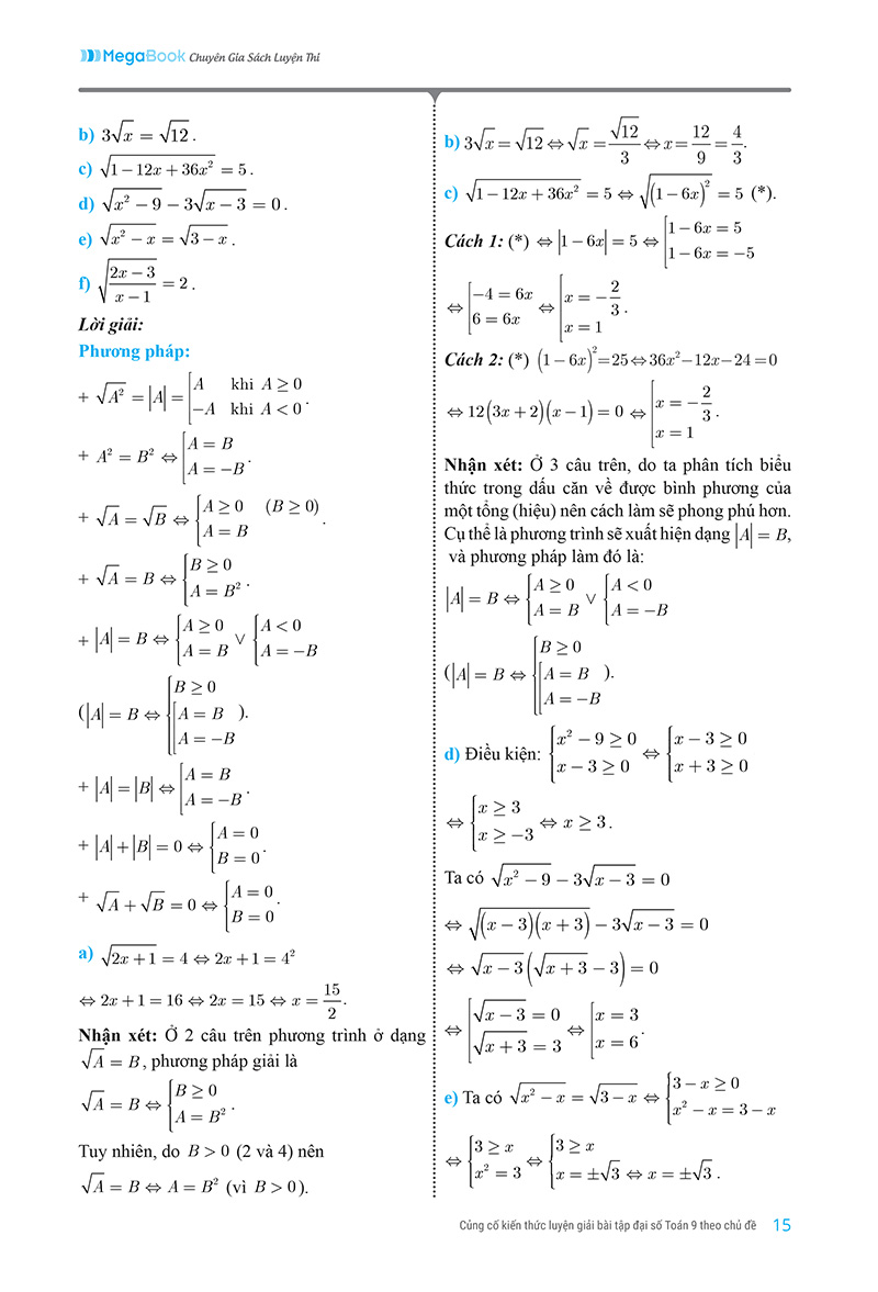 củng cố kiến thức luyện giải bài tập đại số toán 9
