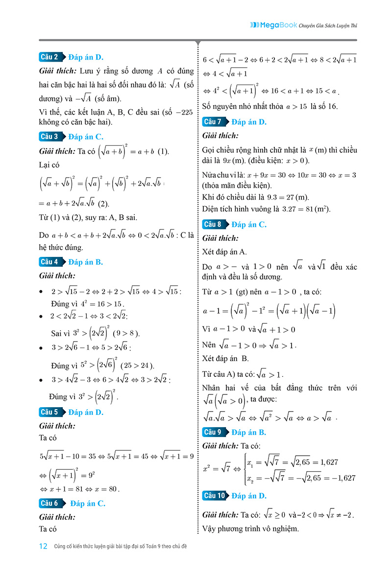 củng cố kiến thức luyện giải bài tập đại số toán 9