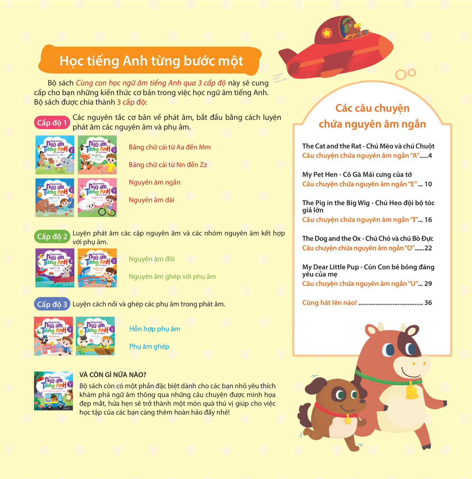 cùng con học ngữ âm tiếng anh qua 3 cấp độ - các câu chuyện chứa nguyên âm ngắn