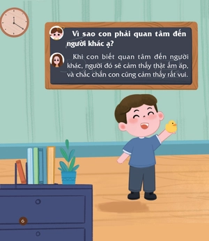 cùng con nuôi dưỡng cảm xúc tích cực - con biết quan tâm đến người khác