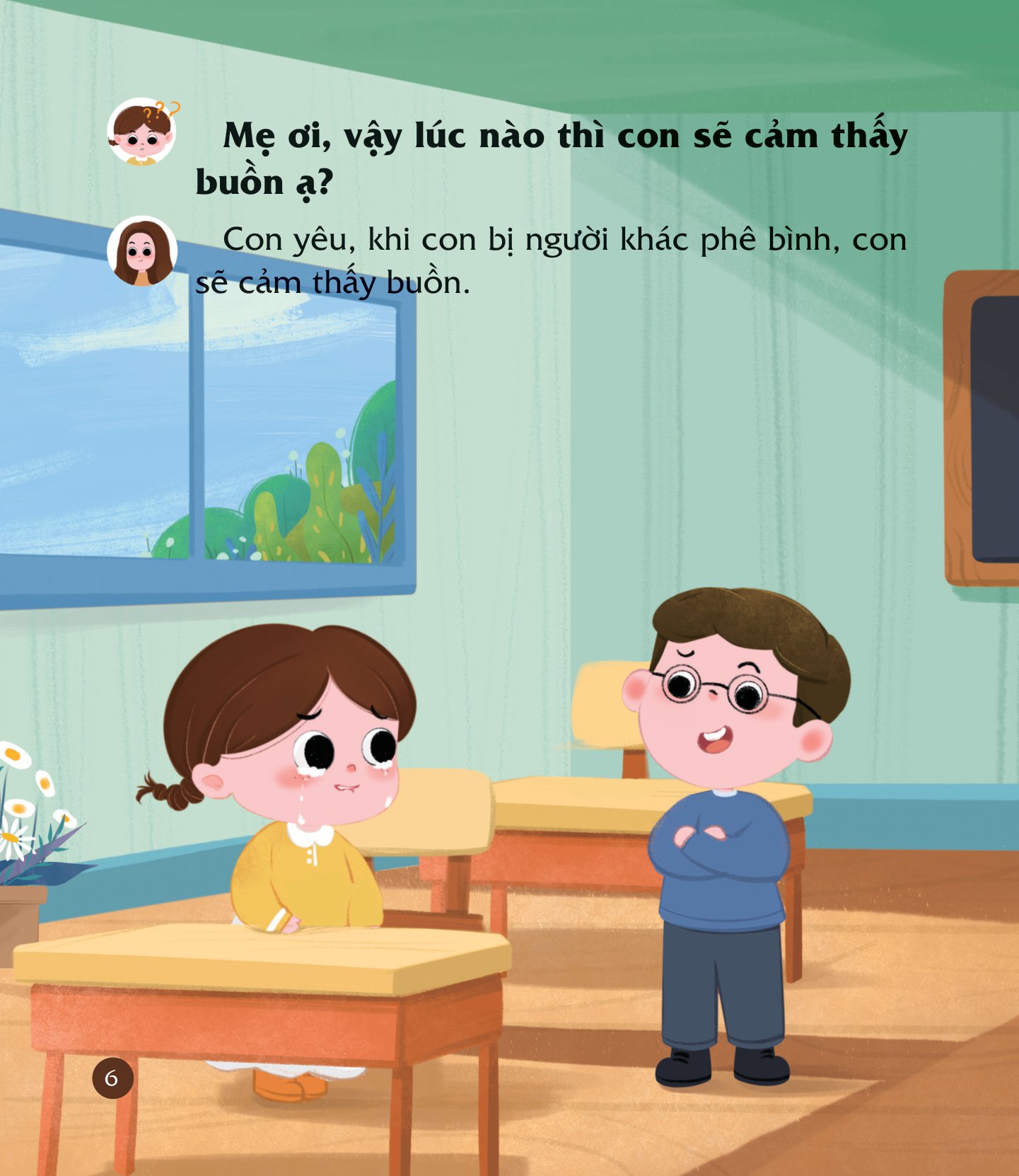 cùng con nuôi dưỡng cảm xúc tích cực - con không buồn bã