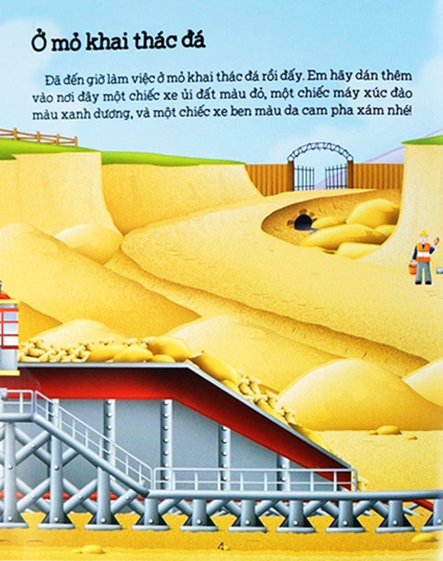 cuốn sách bóc dán đầu tiên của tớ - xe tải và máy xúc đào