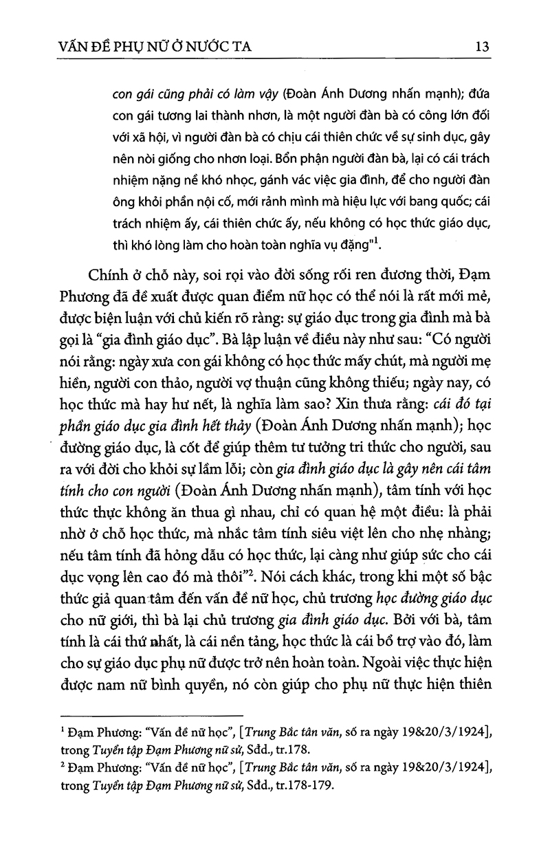 đạm phương nữ sử - vấn đề phụ nữ ở nước ta