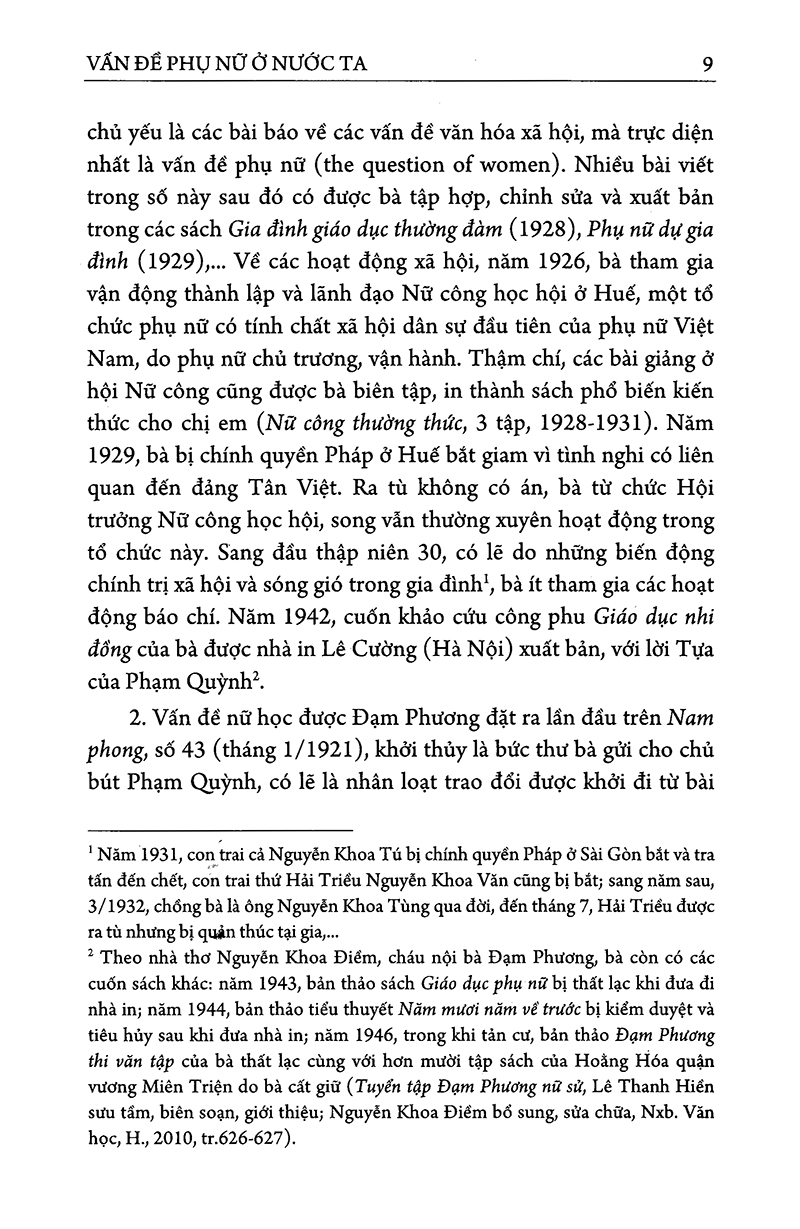 đạm phương nữ sử - vấn đề phụ nữ ở nước ta