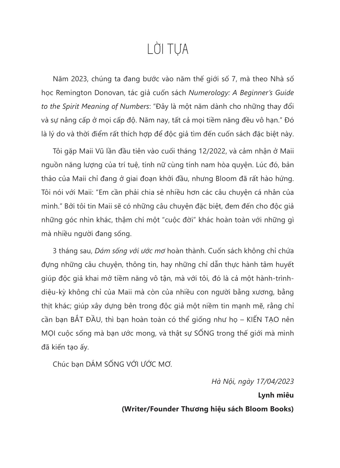 dám sống với ước mơ