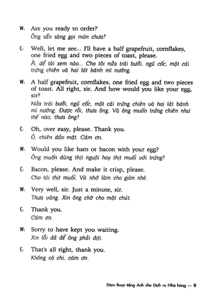 đàm thoại tiếng anh cho dịch vụ nhà hàng